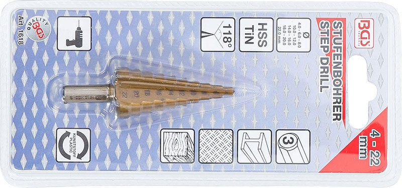 FRESA A GRADINO 4-32MM BGS1619 TITANIO