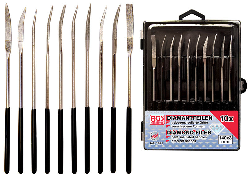 SET 10 PEZZI, LIME DIAMANTATE CURVE 140 X 3 MM BGS1921