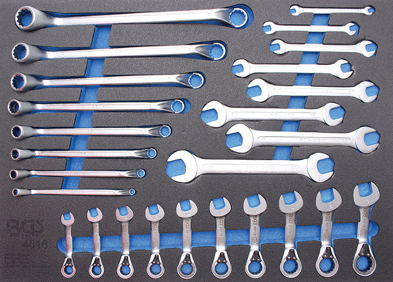 MODULO PER CARRELLO: CHIAVI A FORCHETTA DOPPIA / DOPPIO ANELLO / CRICCHETTO, 26 PEZZI BGS4016