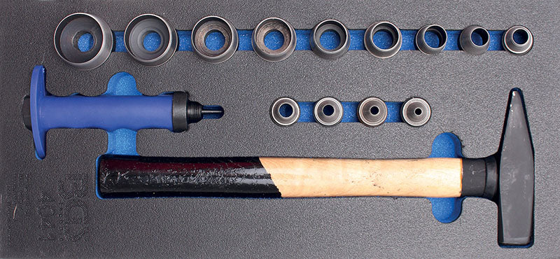 MODULO PER CARRELLO: 15 PEZZI, FUSTELLE, PUNZONE E MARTELLO BGS4041