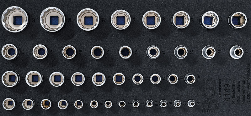 MODULO PER CARRELLO: BUSSOLE POLIGONALI, ATTACCO 1/4” - 3/8” - 1/2”, 40 PEZZI BGS4149