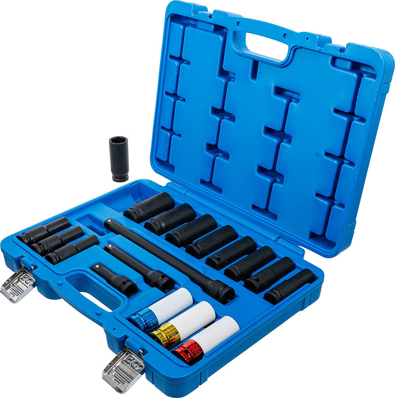 SET 18 PEZZI, BUSSOLE IMPACT E BUSSOLE RIVESTITE, ESAGONALI, ATT. 1/2", 10 - 24 MM BGS5202