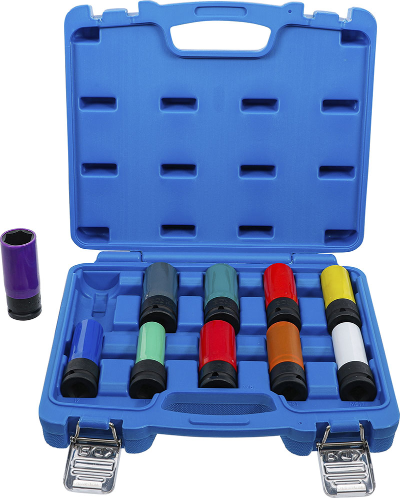 SET 10 PEZZI BUSSOLE RICOPERTE, ATT. 1/2”, 15 - 24 MM & DADI RUOTA SPECIALI BGS7311