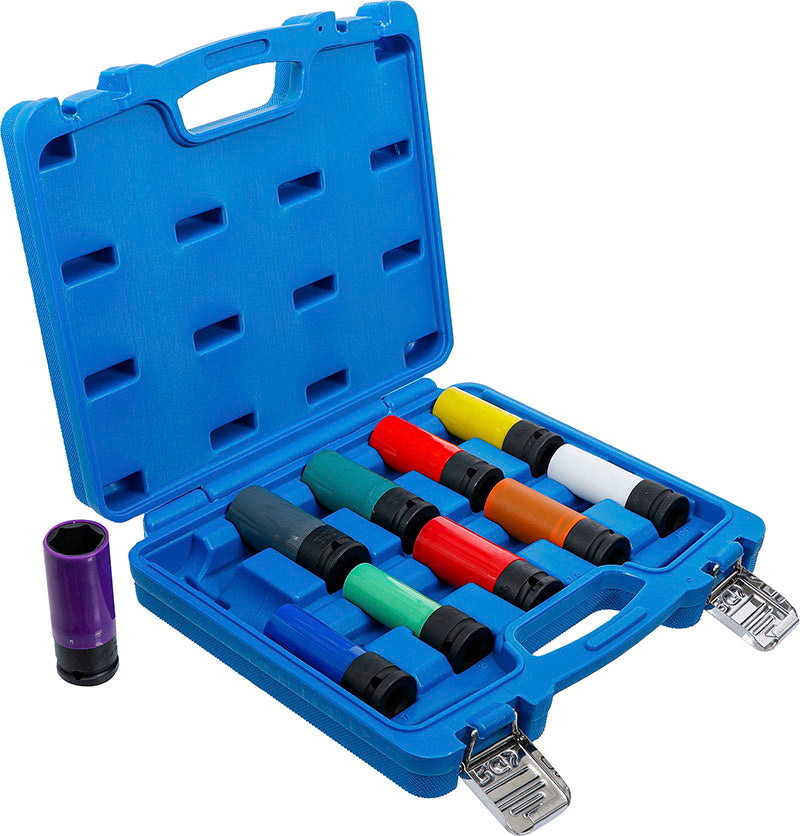 SET 10 PEZZI BUSSOLE RICOPERTE, ATT. 1/2”, 15 - 24 MM & DADI RUOTA SPECIALI BGS7311