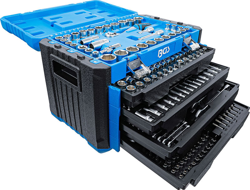 SET 300 PEZZI, BUSSOLE ESAGONALI 1/4" / 3/8" / 1/2", MISURE METRICHE ED IN POLLICI BGS74000