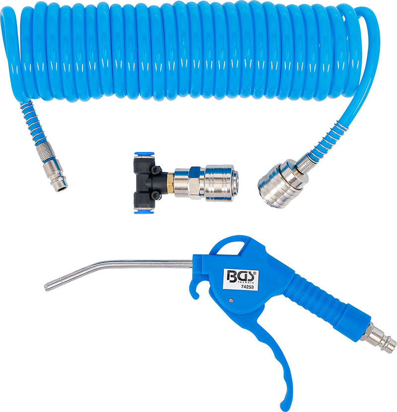 PISTOLA DI SOFFIAGGIO ARIA, CON TUBO ARIA A SPIRALE E CONNETTORE A T BGS74253