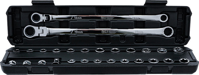 SET 27 PEZZI, CHIAVI A DOPPIO ANELLO, CON CRICCHETTO SNODATO, EXTRA LUNGHE BGS74274