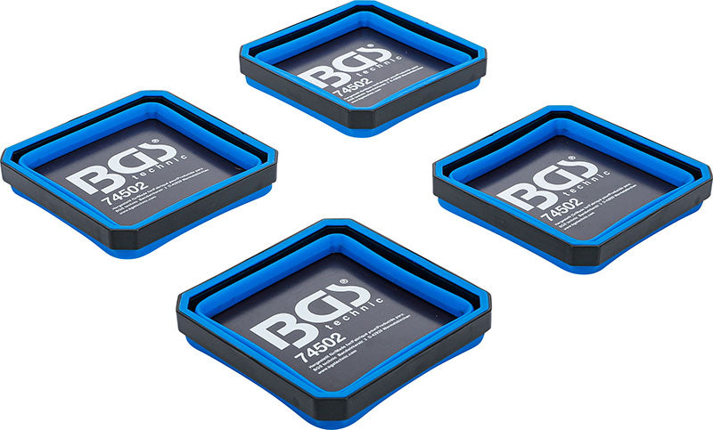 SET 4 PEZZI VASCHETTE MAGNETICHE QUADRATE PIEGHEVOLI IN SILICONE,115 X 115 X 50 MM BGS74502