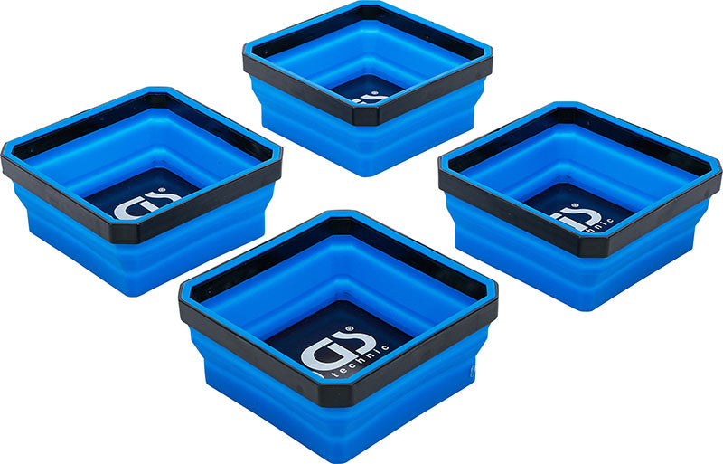 SET 4 PEZZI VASCHETTE MAGNETICHE QUADRATE PIEGHEVOLI IN SILICONE,115 X 115 X 50 MM BGS74502