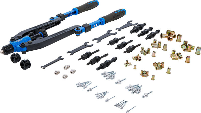 SET RIVETTATRICE, BRACCIO LUNGO, PER RIVETTI E RIVETTI FILETTATI BGS74579