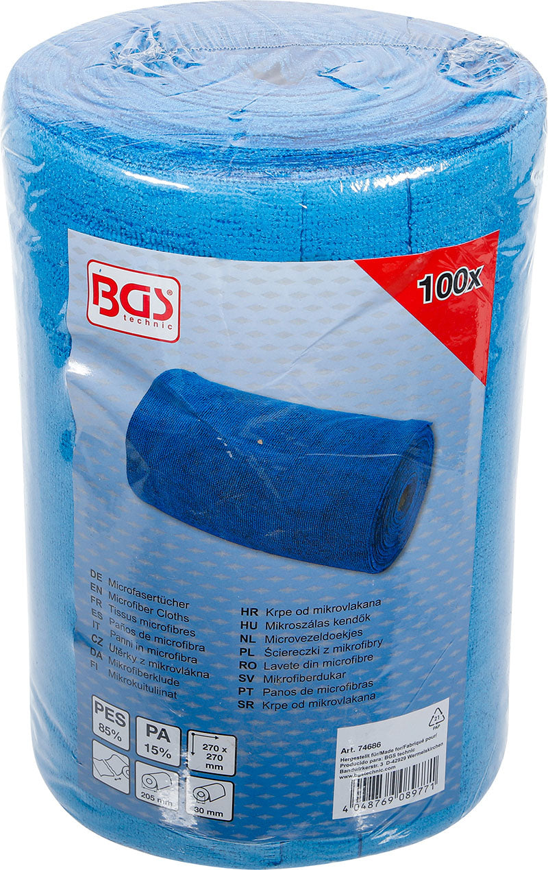 CONFEZIONE 100 PEZZI, PANNI IN MICROFIBRA, 270 X 270 MM, PERFORATI BGS74686