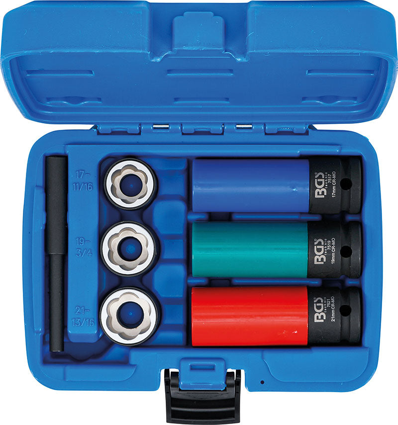 SET 7 PEZZI, ESTRATTORI & BUSSOLE A MACCHINA RIVESTITE, ATT. 1/2", 17/19/21 MM BGS7510