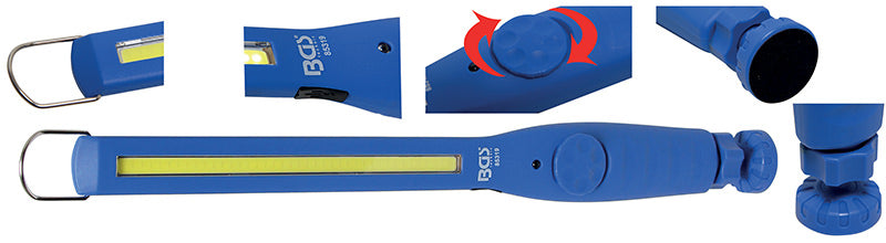 LAMPADA DA OFFICINA COB LED ULTRA PIATTA, CON MAGNETE E GANCIO BGS85319