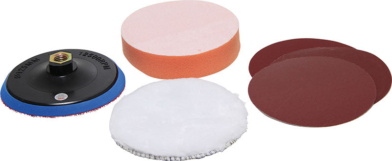 SET 6 PZ, DISCHI ABRASIVI E PER LUCIDATURA, Ø 125 MM BGS8592