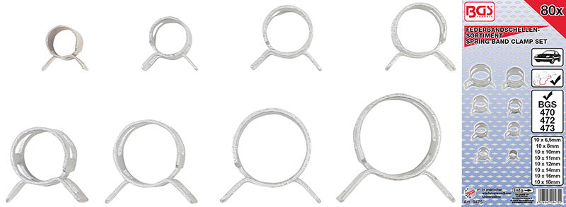 ASSORTIMENTO 80 PEZZI, FASCETTE A MOLLA PER TUBI BGS9475