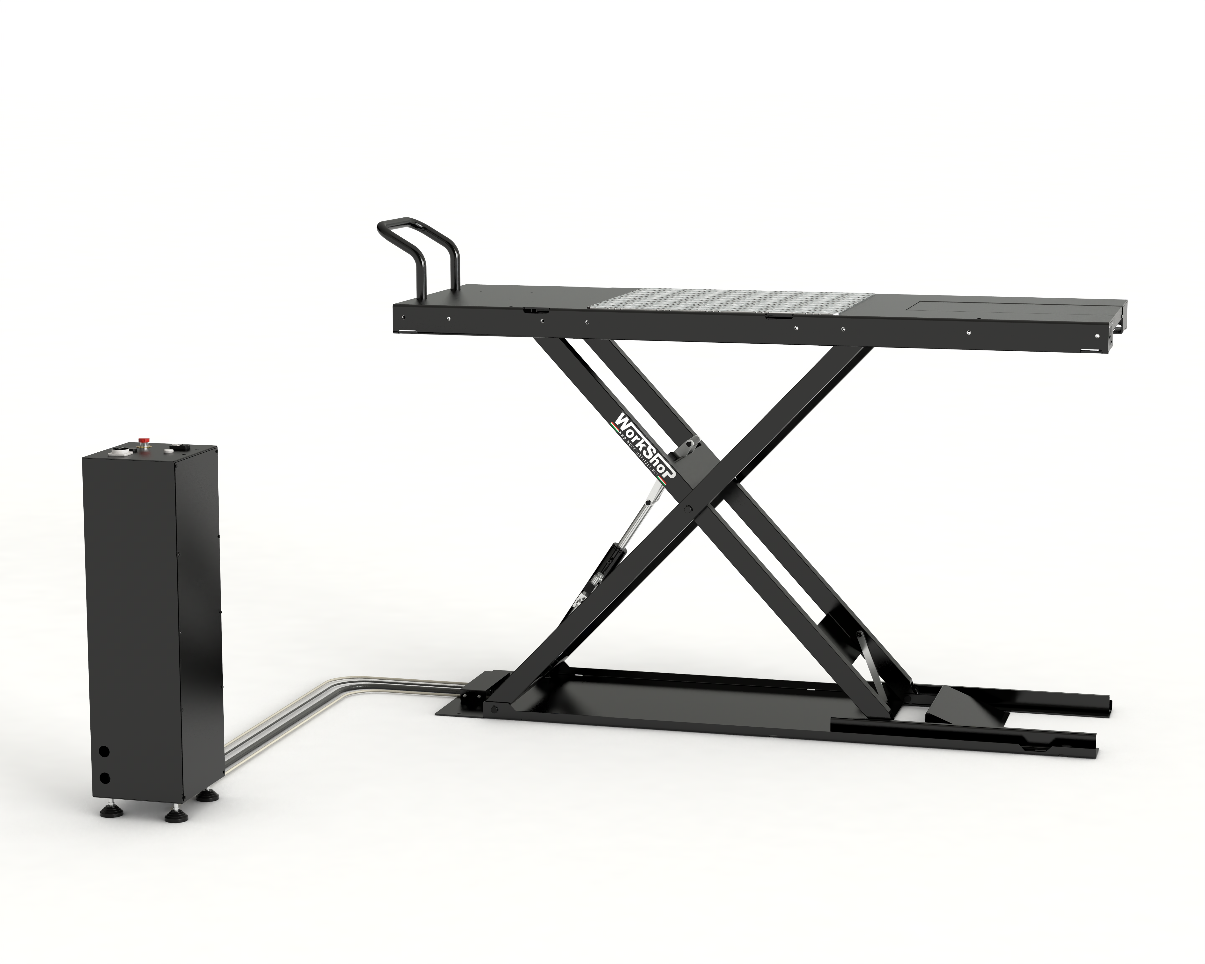 Ponte sollevatore MOTO ribassato 80mm portata 400kg elettroidraulico Workshopitaly Total Black