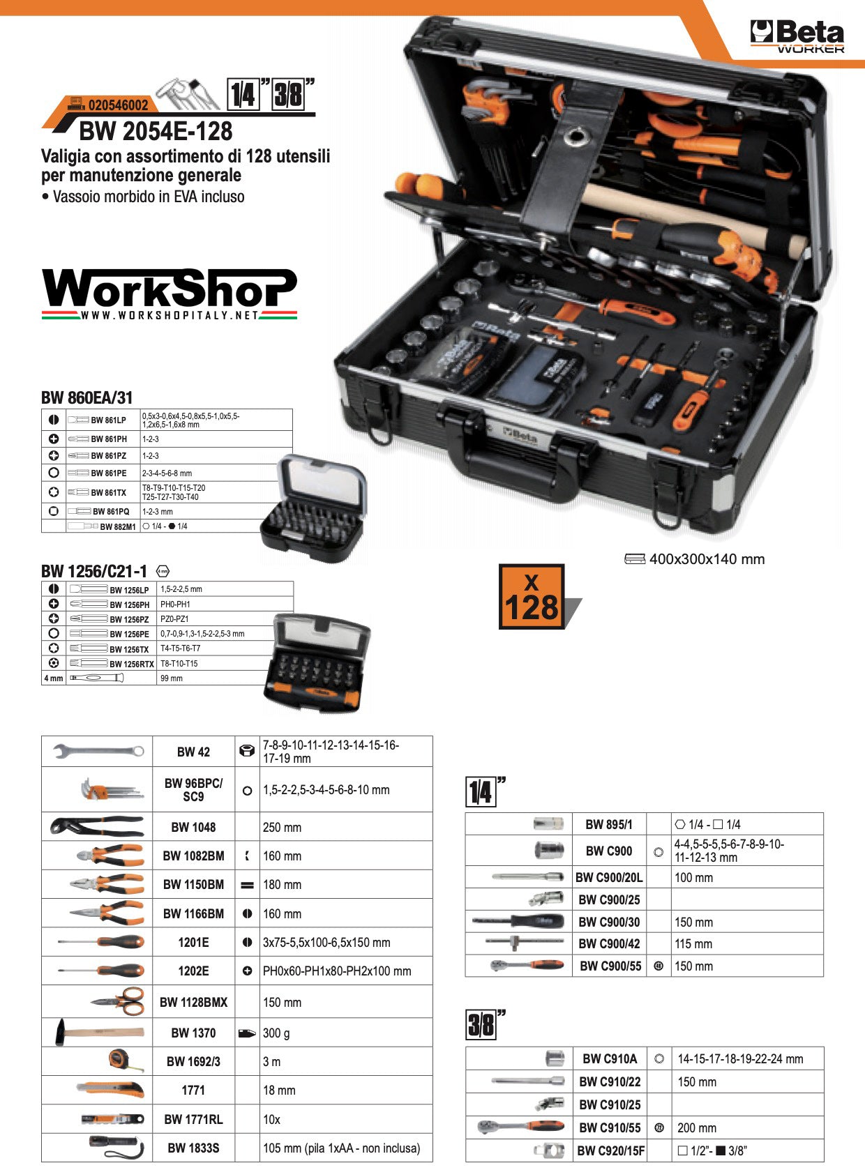 Valigia allestita Beta BW 2054E-128 UTENSILI