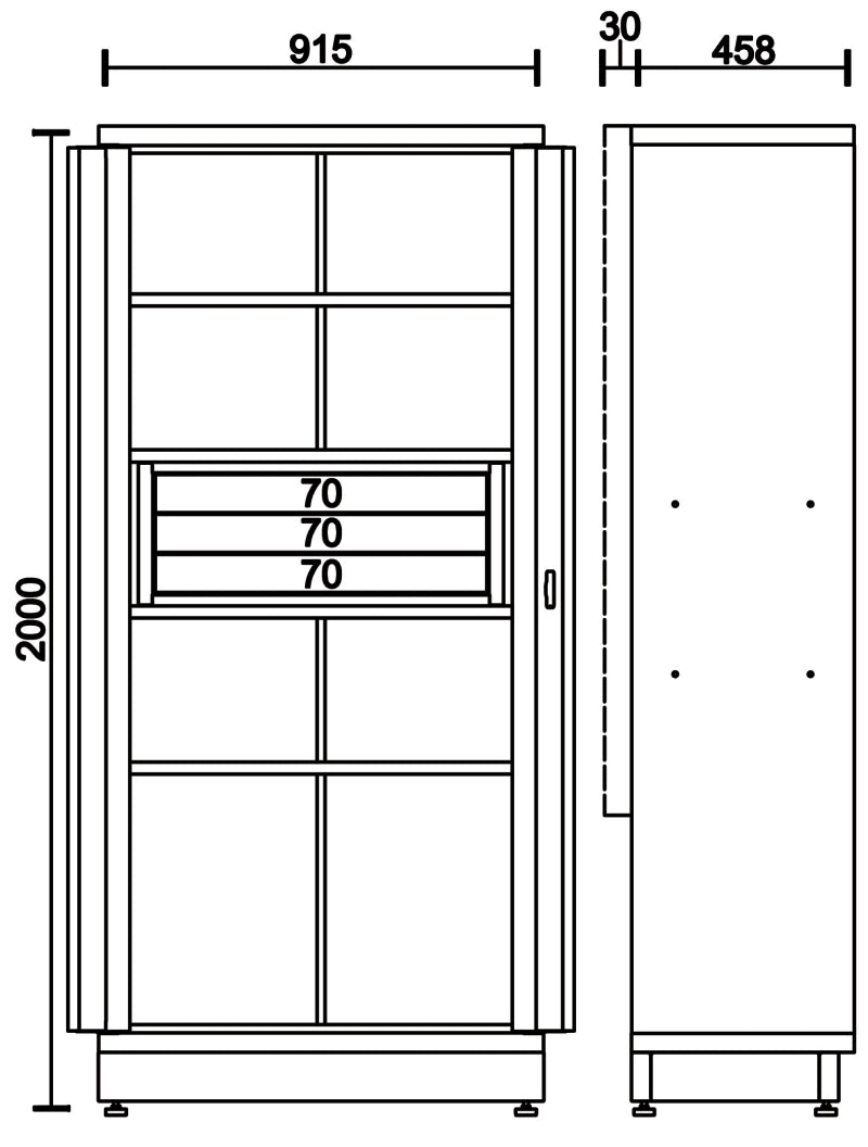 Armadio in lamiera a 2 ante con 3 cassetti e staffa per arredo officina C45PRO 2.0 Beta C45PRO 2.0 AS2/3C
