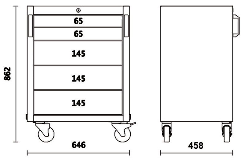 Cassettiera mobile con 5 cassetti per arredo officina C45PRO 2.0 Beta C45PRO 2.0 C5