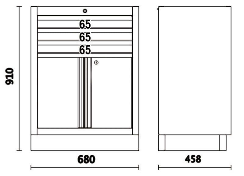 Modulo fisso con 3 cassetti e 2 antine per arredo officina C45PRO 2.0 Beta C45PRO 2.0 M3A