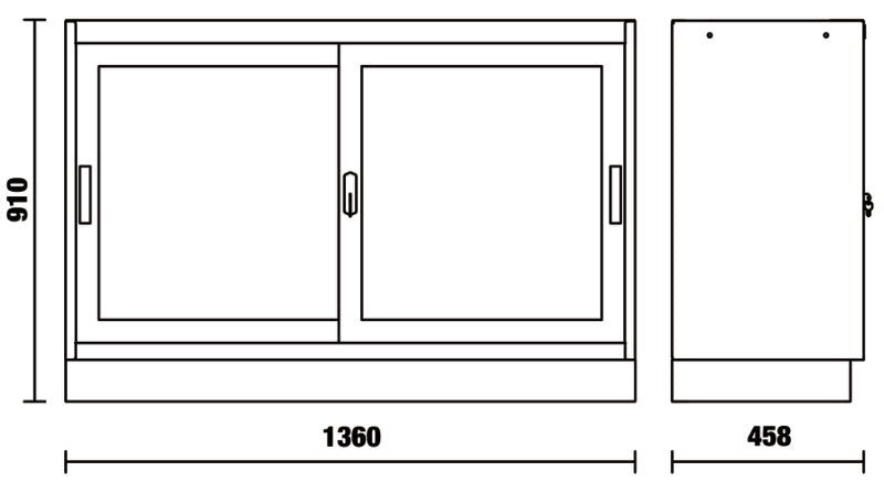 Modulo fisso da 1.360 mm con 2 ante trasparenti per arredo officina C45PRO 2.0 Beta C45PRO 2.0 MAT