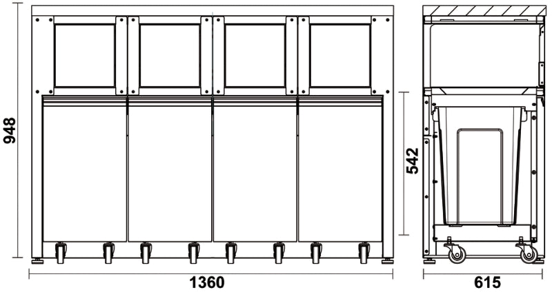 Modulo fisso raccolta differenziata per arredo officina C45PRO 2.0 Beta C45PRO 2.0 RD/W