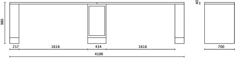 Banco da lavoro doppio da 4 metri con gamba centrale Beta C55PRO B-D4