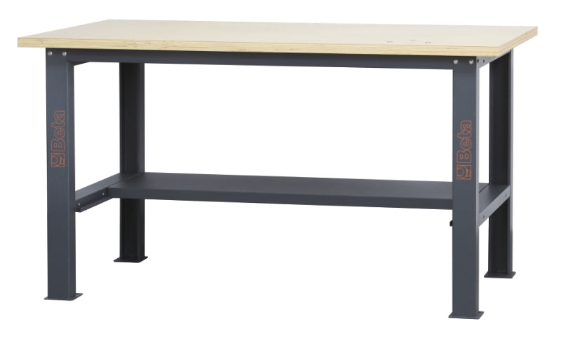 Banco da lavoro semplice con piano in legno, lunghezza 1,6 m Beta C58BC-W1,6