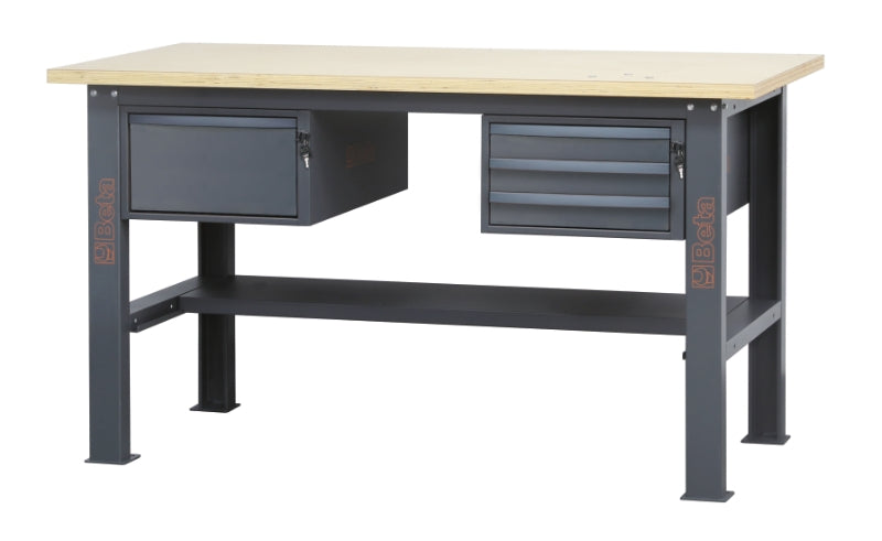 Banco da lavoro 1,6 m con piano in legno e 4 cassetti Beta C58BC-W1,6 4C