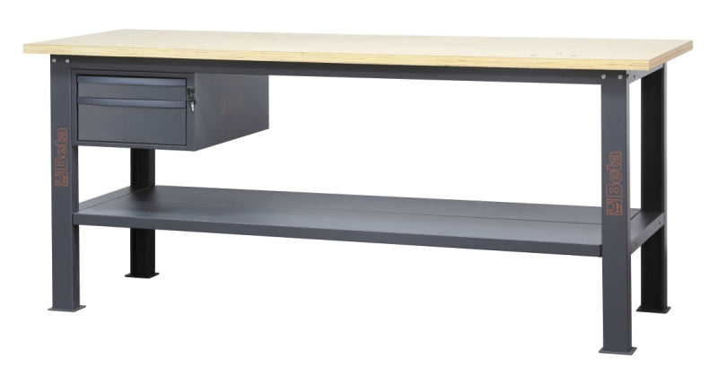Banco da lavoro 2,1 m con piano in legno e 2 cassetti Beta C58BC-W2,1 2C