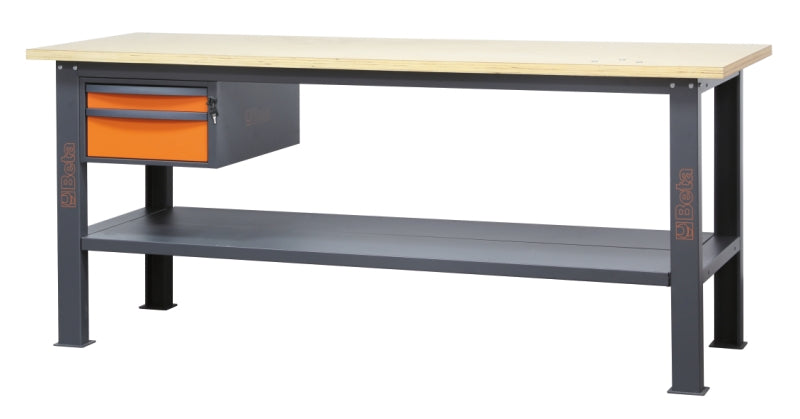 Banco da lavoro 2,1 m con piano in legno e 2 cassetti Beta C58BC-W2,1 2C