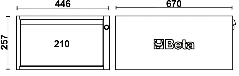 Cassettiera altezza 257 mm con 1 cassetto, per banchi componibili C58BC Beta C58CS 1C