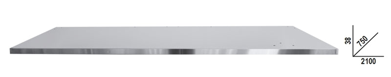 Piano di lavoro MDF rivestito acciaio inox 2.100x750 mm, banchi componibili C58BC Beta C58PLT-X 2,1