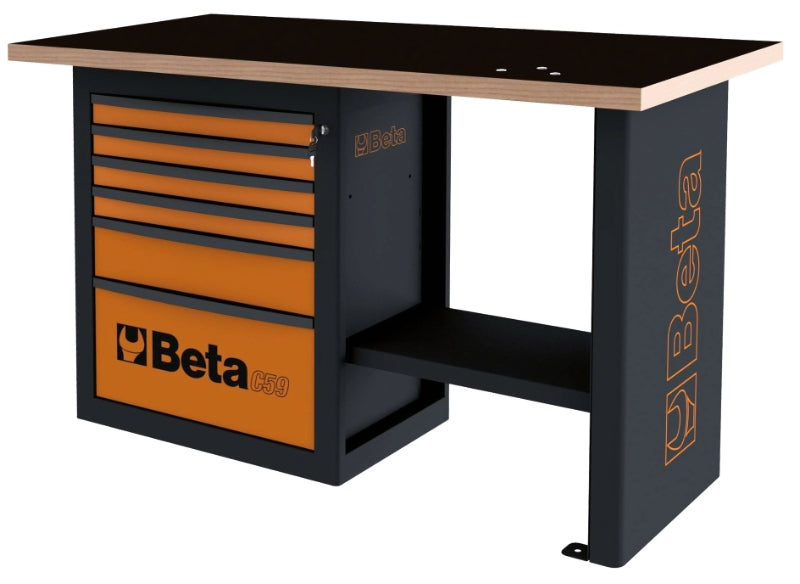 Banco da lavoro "Endurance" con 1 cassettiera da 6 cassetti, modello corto Beta C59C