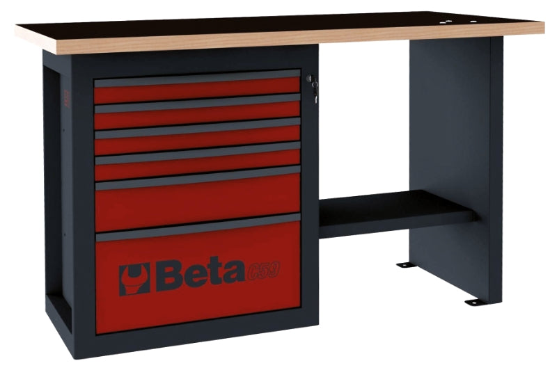Banco da lavoro "Endurance" con 1 cassettiera da 6 cassetti, modello corto Beta C59C