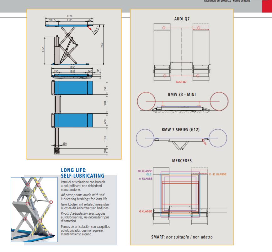 Sollevatori elettroidraulici a forbice Ravaglioli RAV 535L 3000kg.