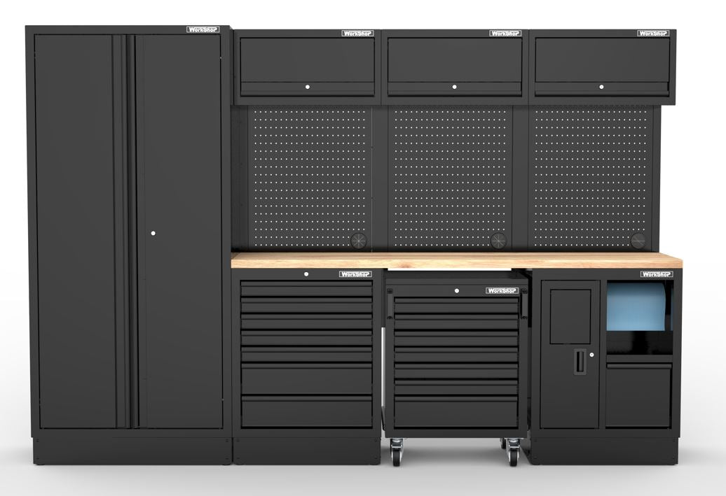 Arredo Officina Workshopitaly MPS 05 legno 3mt. Total Black + set 267 utensili Usag PRO