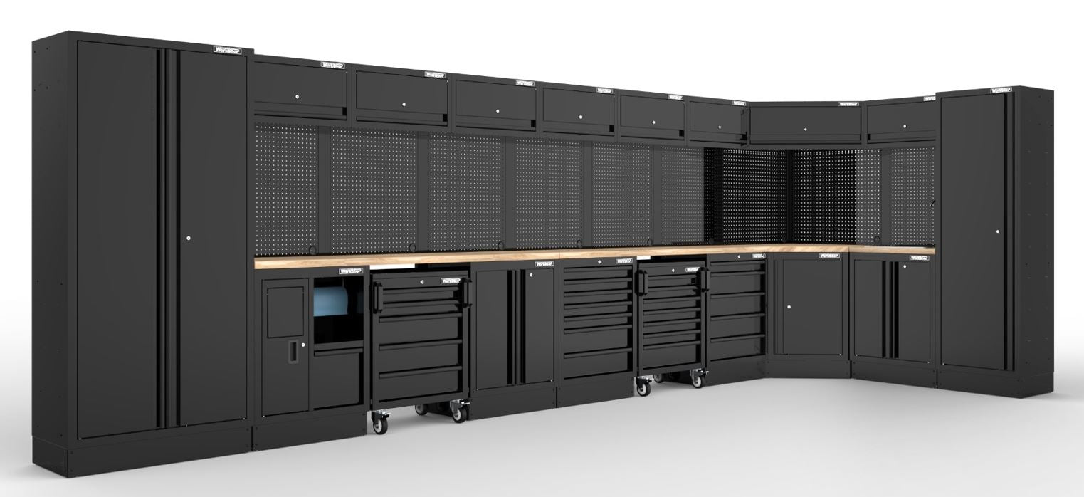 Arredo Officina Workshopitaly MPS 09 legno 5,87mt. + 2,14mt. Total Black