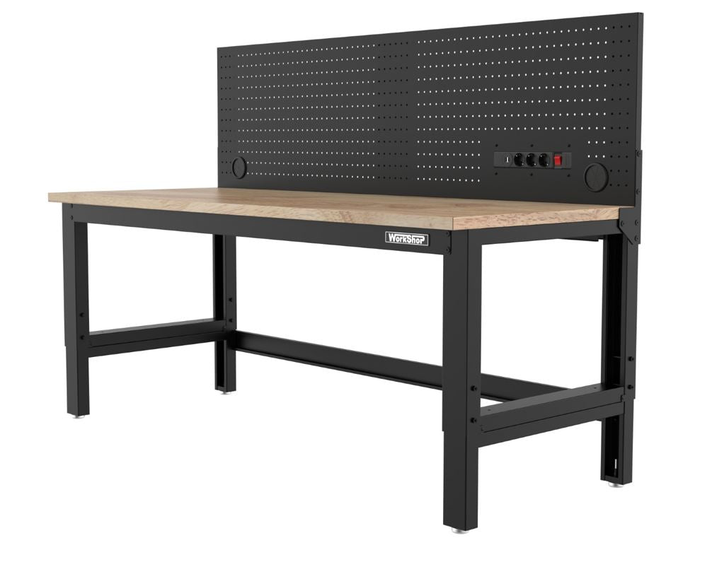 Banco da lavoro piano legno Workshopitaly 1830 x 725 mm altezza regolabile 759/1064mm con pannello forato