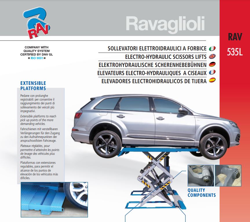 Sollevatori elettroidraulici a forbice Ravaglioli RAV 535L 3000kg.