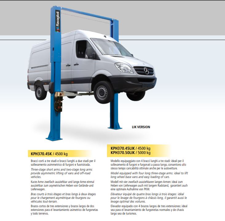 Sollevatore Ravaglioli ELETTROIDRAULICI a 2 colonne KPH 370.45K