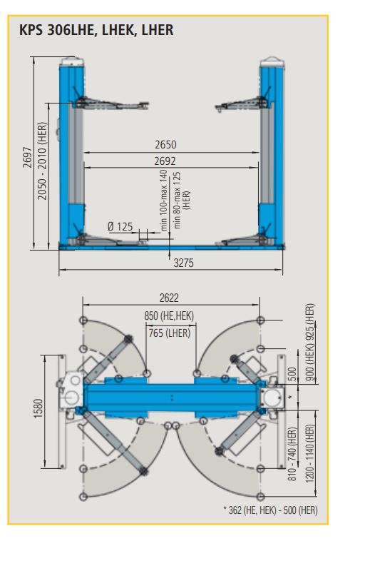 Ponte SOLLEVATORE A DUE COLONNE CON TRASMISSIONE A CARDANO Ravaglioli KPS 306LHE / 3200 kg large