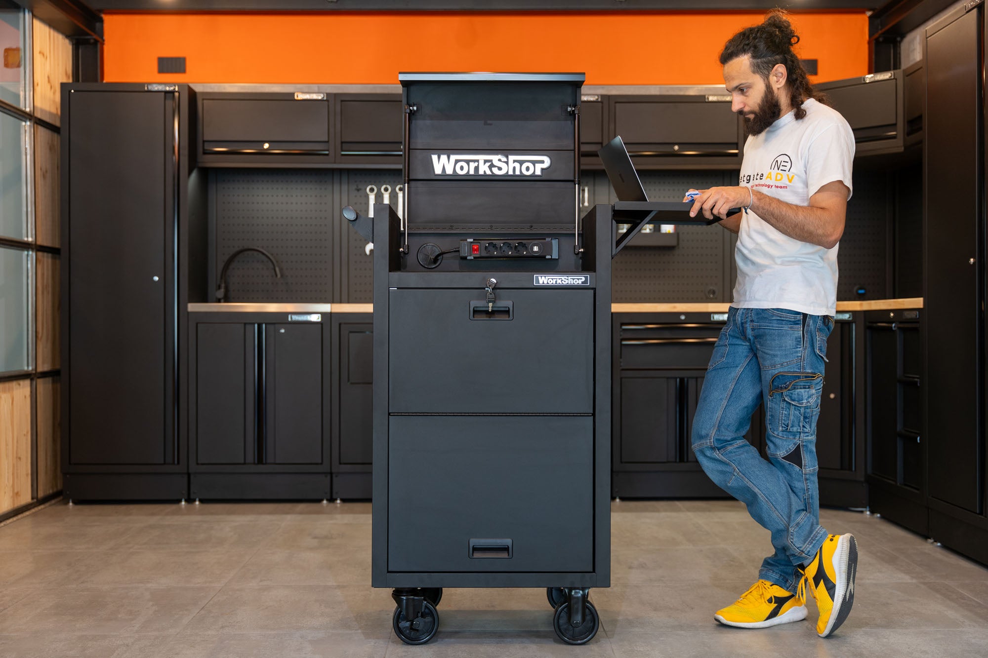 Carrello diagnostica MECCATRONICO 5 cassetti Workshopitaly Total Black