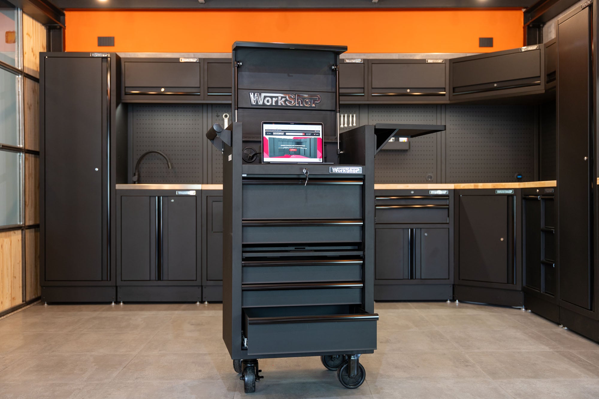 Carrello diagnostica MECCATRONICO 5 cassetti Workshopitaly Total Black