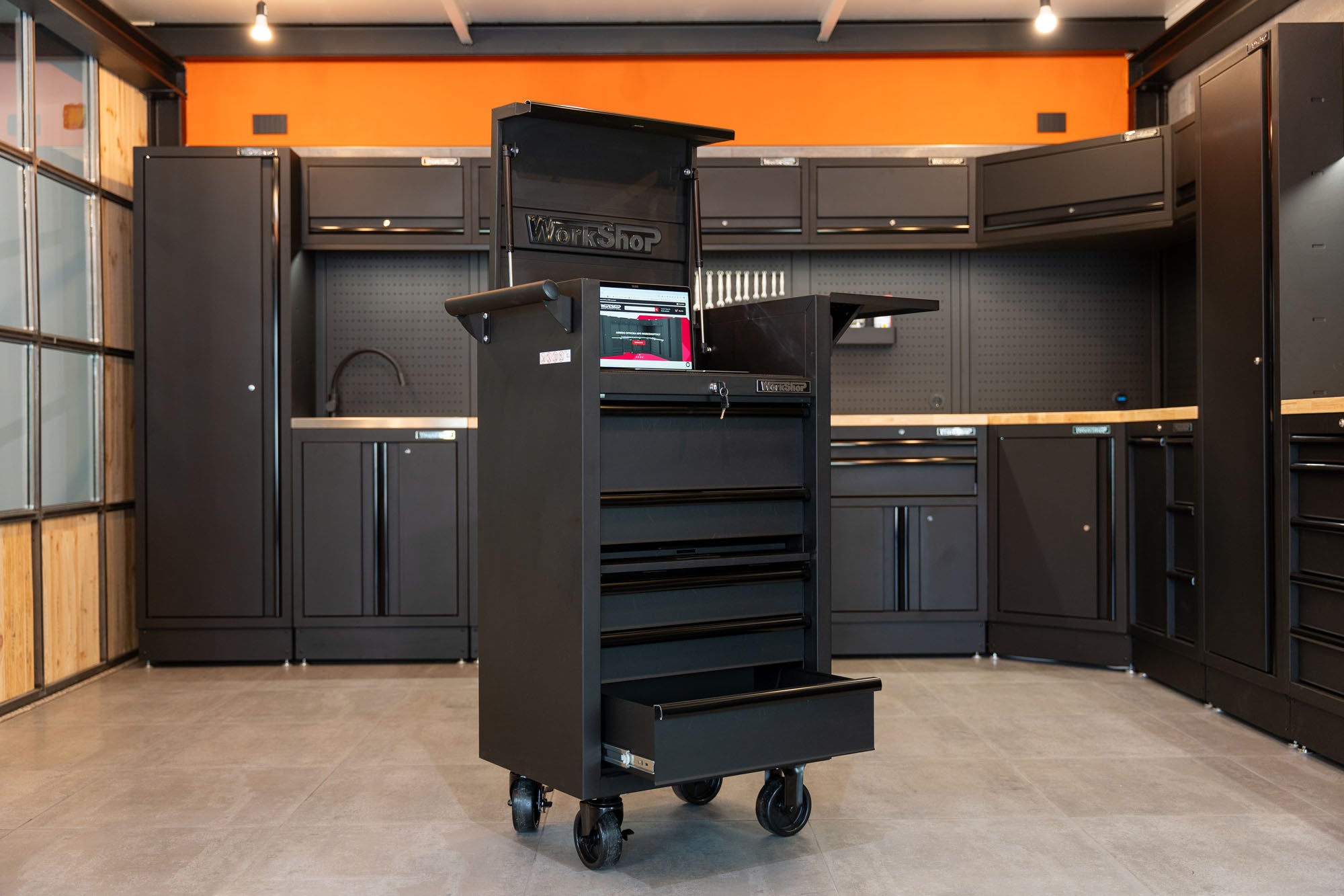 Carrello diagnostica MECCATRONICO 5 cassetti Workshopitaly Total Black