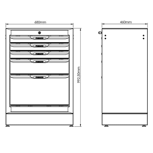 Cassettiera 5 cassetti Arredo Officina Fasano Tools FG 116/68V5