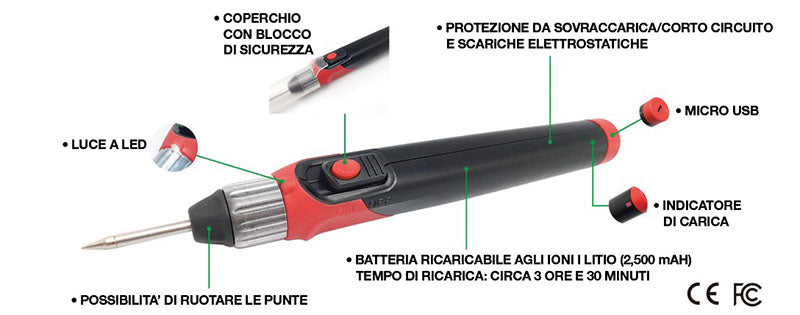 MINI SALDATORE A BATTERIA RICARICABILE, 30 W FM200