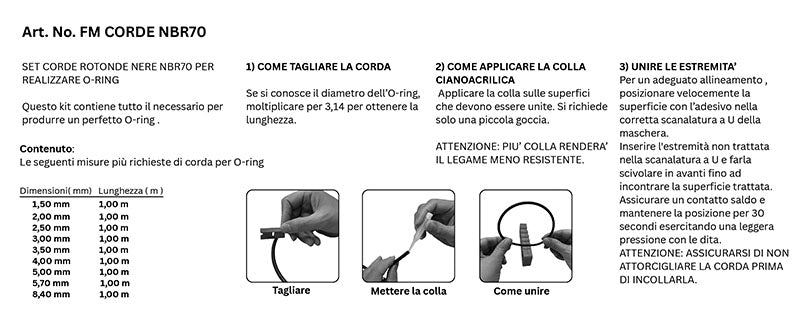 SET CORDE ROTONDE NBR70 PER REALIZZARE O-RING Fermec FMCORDEO-RING