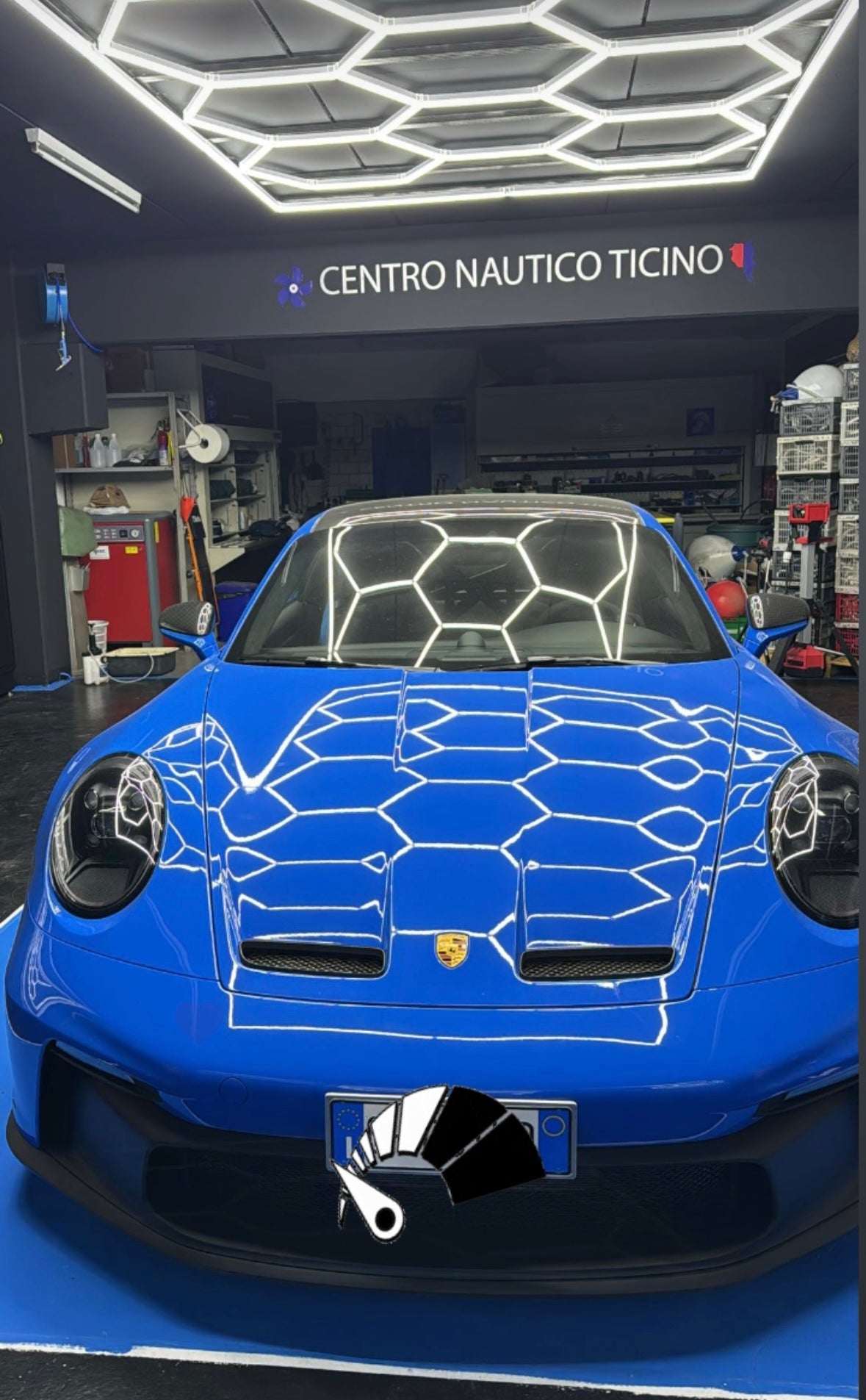 Luci Led Esagonali Car Detailing 2433x4840 con 14 esagoni luce fredda 6000K e telaio luminoso