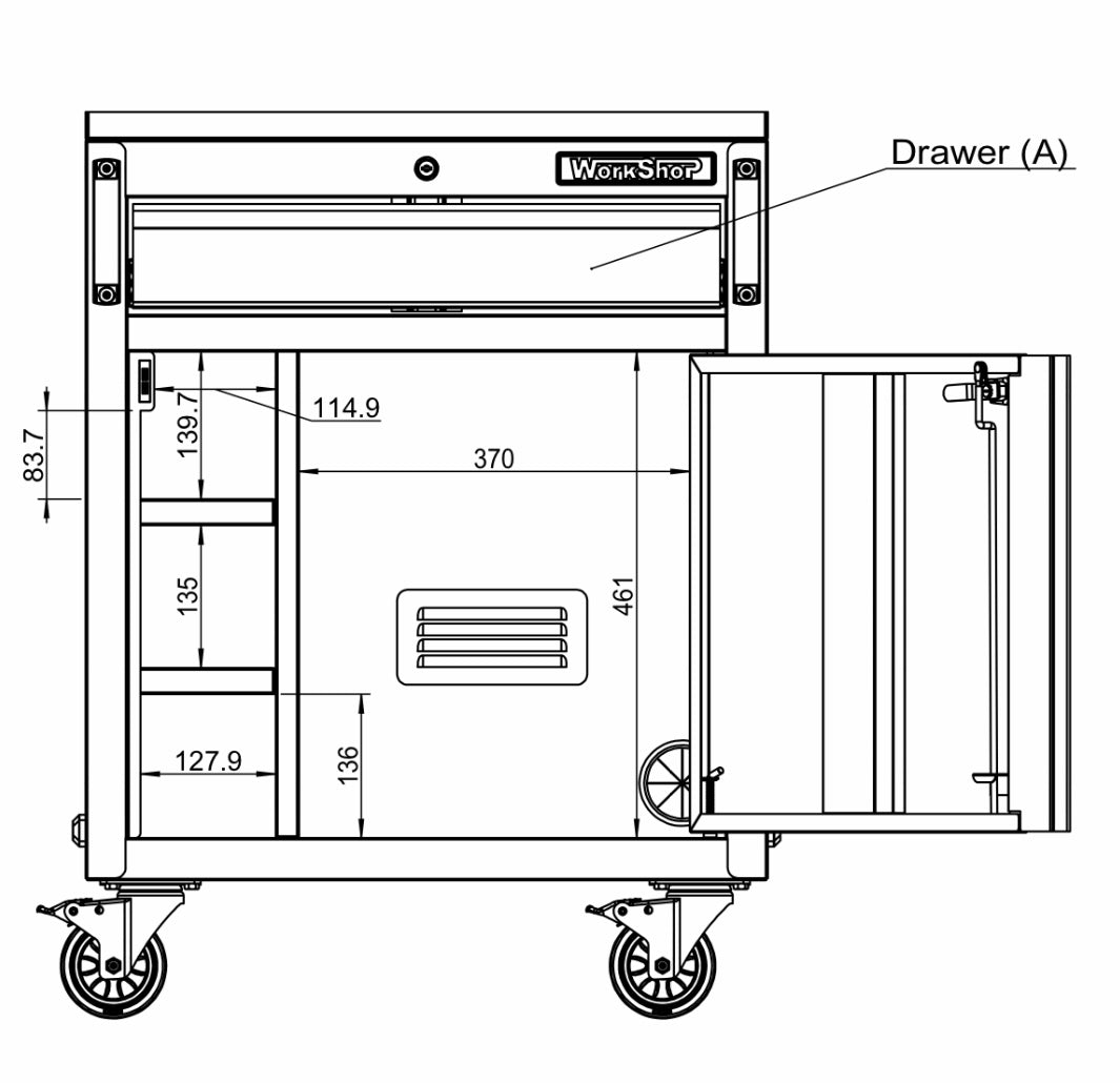 Carrello Officina Multiuso Workshopitaly MPS Total Black porta computer